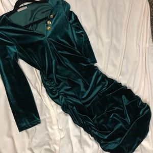 A’gaci Holiday Bodycon Dress Velvet emerald green